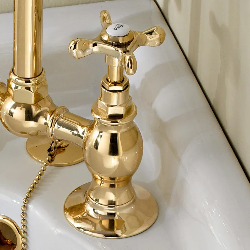 Rubinetteria a Ponte per Lavabo in Ottone Artigianale Classico - Fioretta