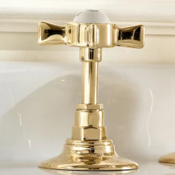 Rubinetteria Lavabo a Bocca Alta Vintage in Ottone Made in Italy – Katerina