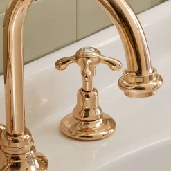 Rubinetteria Lavabo Alto Vintage in Ottone 3 Fori Made in Italy – Klarisa