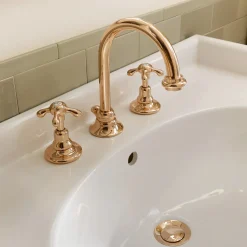 Rubinetteria Lavabo Alto Vintage in Ottone 3 Fori Made in Italy – Klarisa