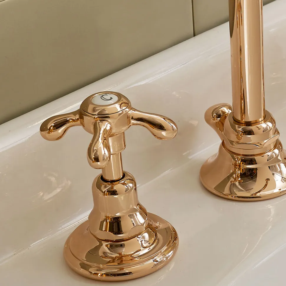 Rubinetteria Lavabo Alto Vintage in Ottone 3 Fori Made in Italy – Klarisa