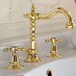 Rubinetteria Lavabo di Design Vintage a 3 Fori in Ottone Made in Italy – Ursula
