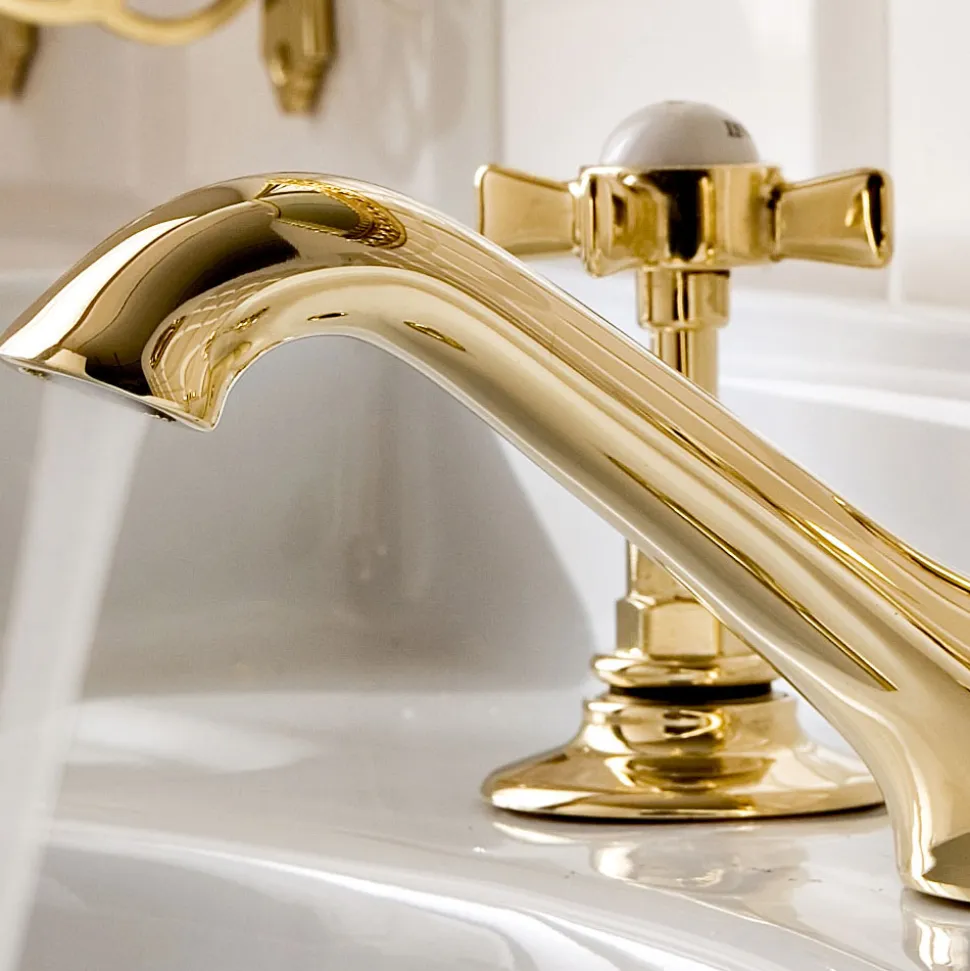 Rubinetteria Lavabo in Ottone a 3 Fori, Stile Vintage, Made in Italy – Katerina
