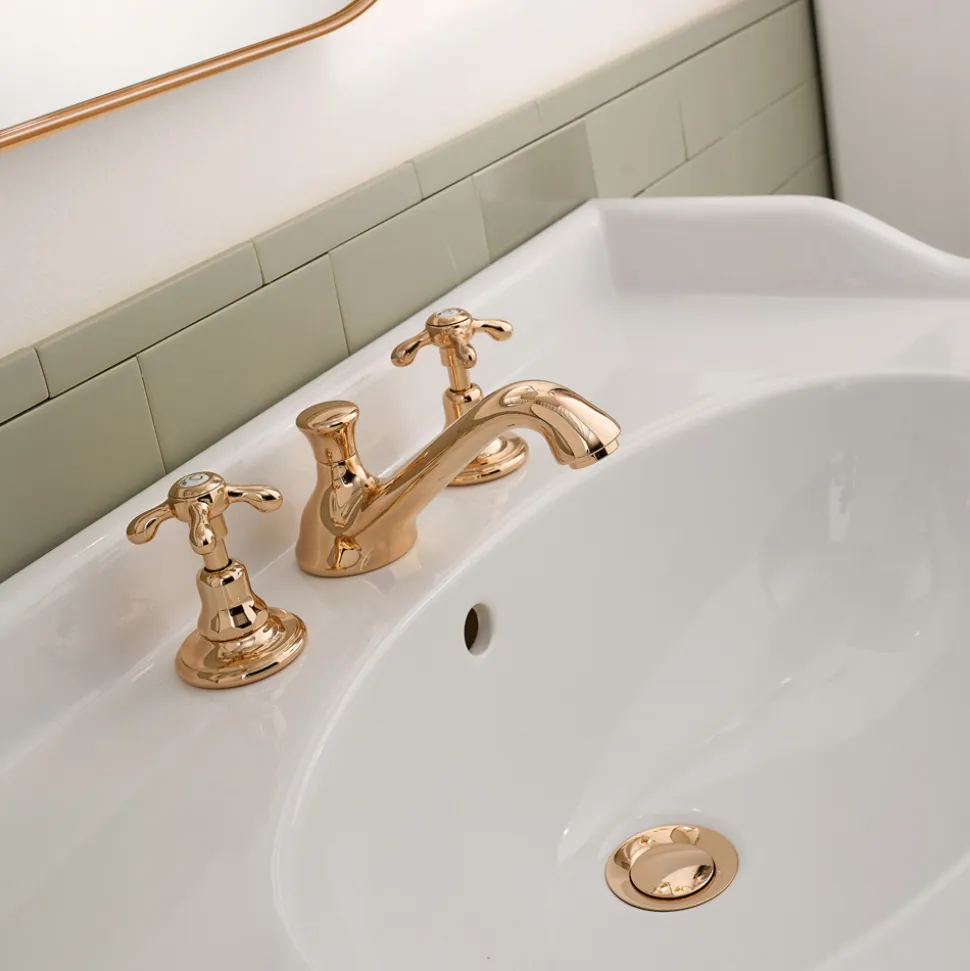 Rubinetteria per Lavabo Vintage in Ottone 3 Fori Made in Italy – Klarisa