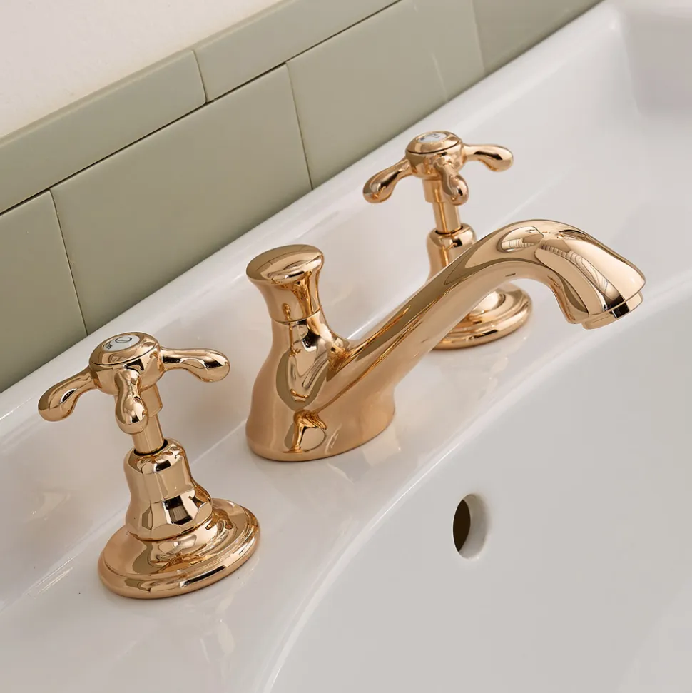 Rubinetteria per Lavabo Vintage in Ottone 3 Fori Made in Italy – Klarisa