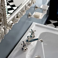 Rubinetto 3 Fori da Lavabo Bagno in Ottone con Scarico Stile Classico - Ercolina