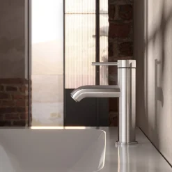 Rubinetto Miscelatore Monocomando Lavabo Ottone Design Rotondo - Antilio