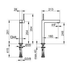 Rubinetto Miscelatore Monocomando per Lavabo in Ottone Cromato - Erik