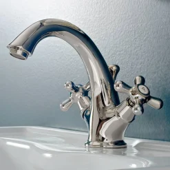 Rubinetto Monoforo Lavabo Bagno in Ottone con Scarico Stile Classico - Ercolina
