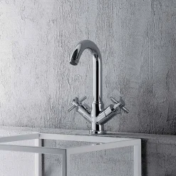 Rubinetto Monoforo Orientabile con Scarico in Ottone Cromo Made in Italy - Zumbo