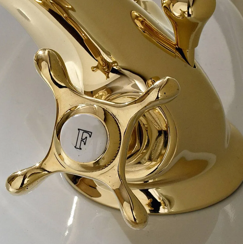 Rubinetto Monoforo per Bidet in Ottone Maniglie a Farfalla Classico - Fioretta