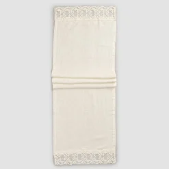 Runner da Tavolo in Lino con Pizzo, Design di Lusso in 2 Colori - Farnese