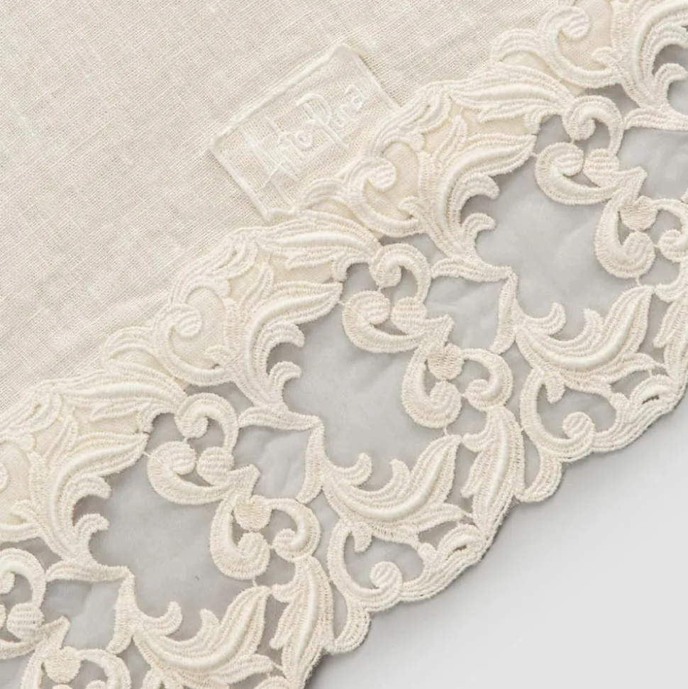 Runner da Tavolo in Lino con Pizzo, Design di Lusso in 2 Colori - Farnese