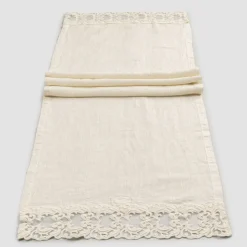 Runner da Tavolo in Lino con Pizzo, Design di Lusso in 2 Colori - Farnese
