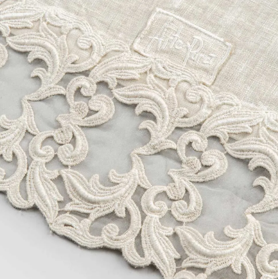Runner da Tavolo in Lino con Pizzo, Design di Lusso in 2 Colori - Farnese