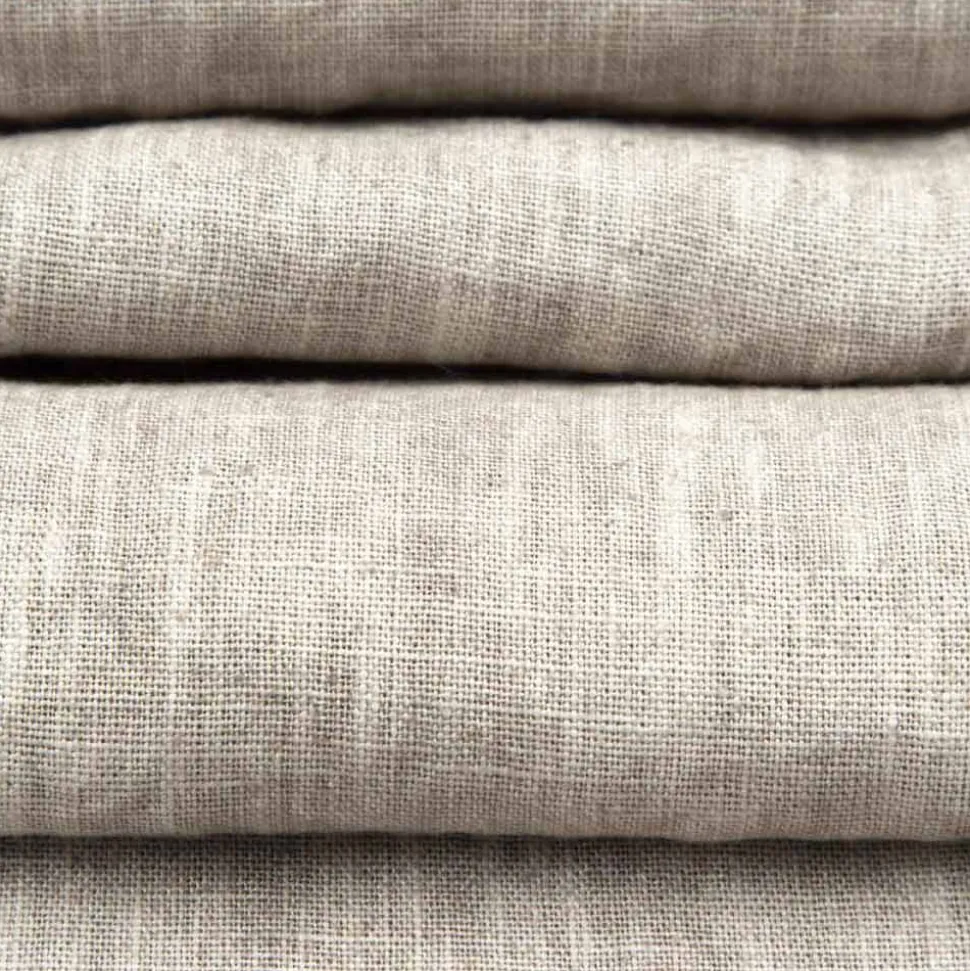 Runner in Lino Beige con Bordo con Piega Lusso Artigianale Italiano - Limao