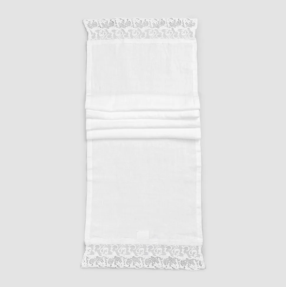 Runner in Lino con Pizzo Bianco da Tavolo - Farnese