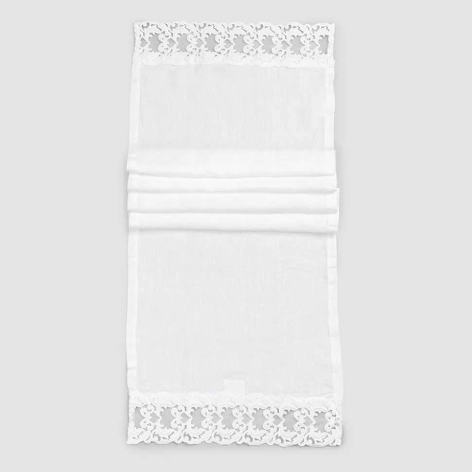 Runner in Lino con Pizzo Bianco da Tavolo - Farnese