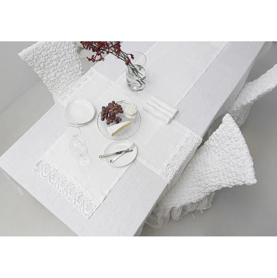 Runner in Lino con Pizzo Bianco da Tavolo - Farnese
