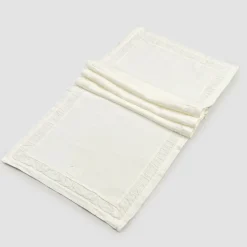 Runner in Lino Pesante Bianco Naturale con Goffratura Lusso Italiano - Limao