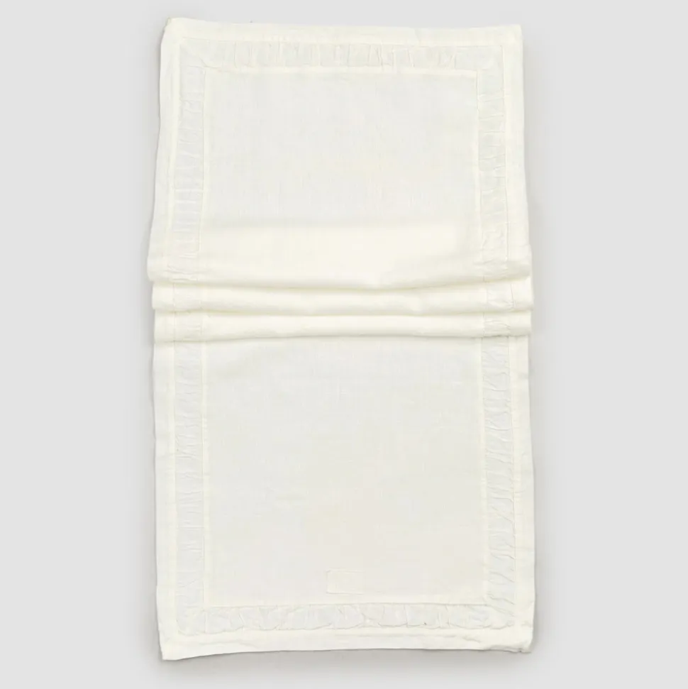 Runner in Lino Pesante Bianco Naturale con Goffratura Lusso Italiano - Limao