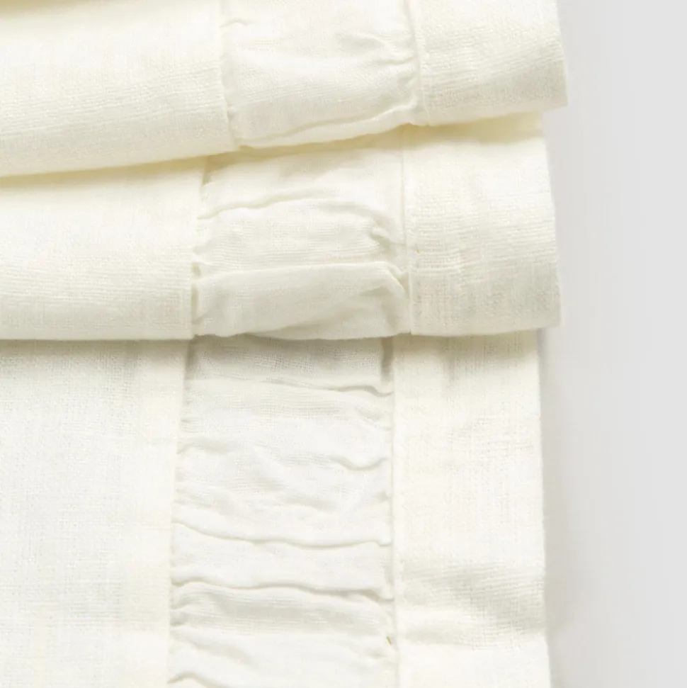 Runner in Lino Pesante Bianco Naturale con Goffratura Lusso Italiano - Limao
