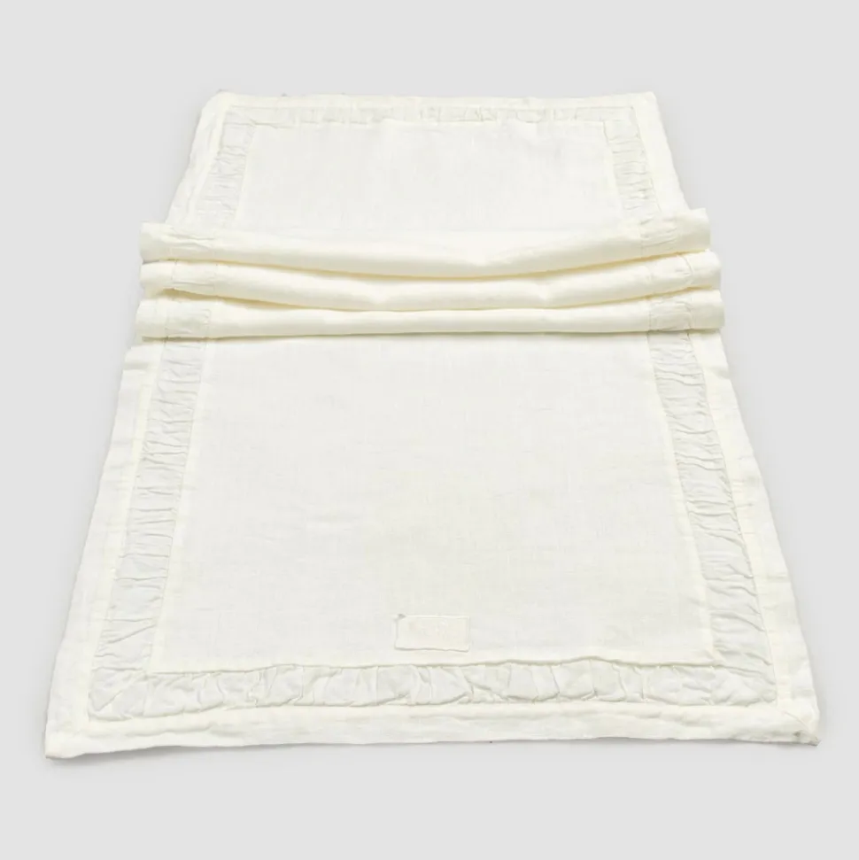Runner in Lino Pesante Bianco Naturale con Goffratura Lusso Italiano - Limao