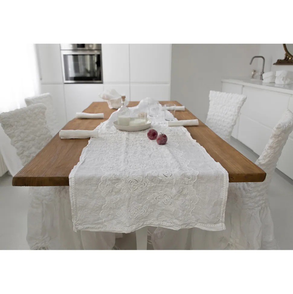 Runner per Tavolo 100% Lino con Ricamo Design di Lusso Italiano - Giuggiolo