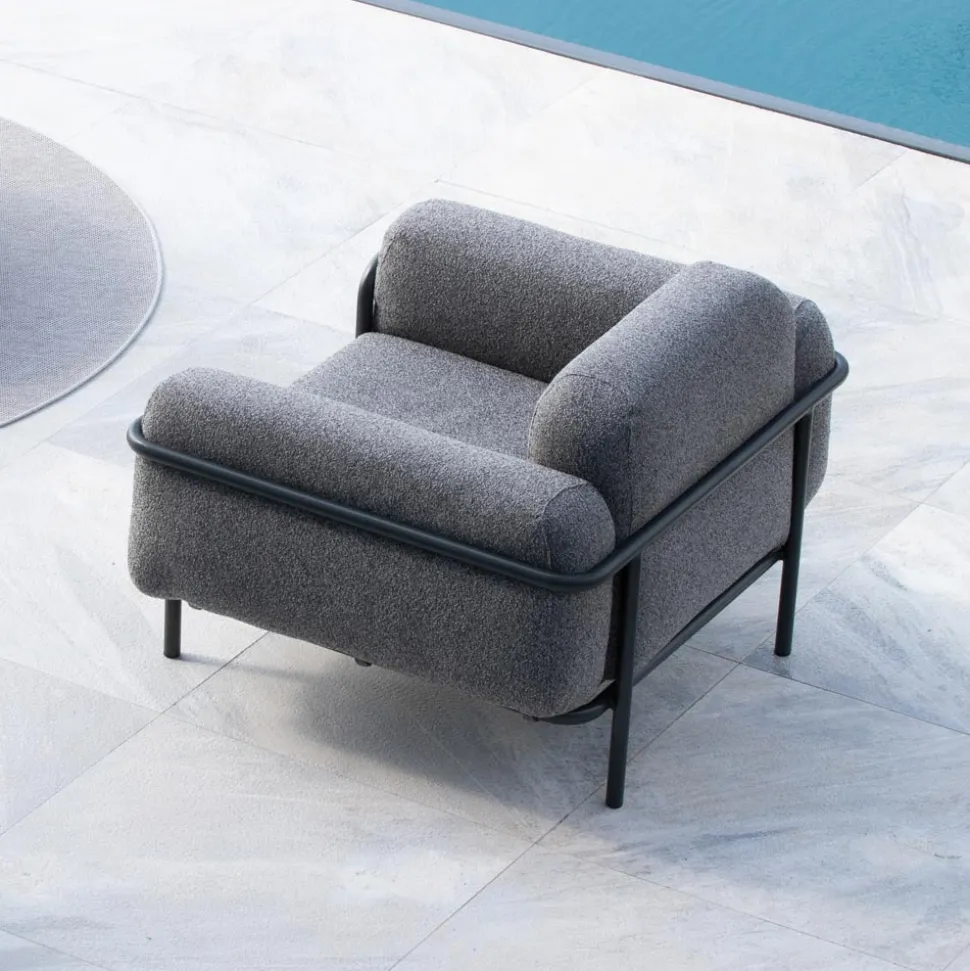 Salotto da Esterno con Divano e 2 Poltrone in Tessuto Made in Italy - Suki
