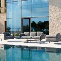 Salotto da Esterno con Divano e 2 Poltrone in Tessuto Made in Italy - Suki