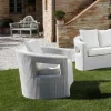 Salotto da Esterno in Polyrattan Marca REHAU e Cuscini Bianchi - Charmix