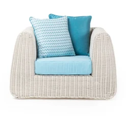 Salotto da Esterno in Polyrattan e Cuscini Azzurri - Charlie