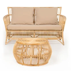Salotto da Esterno in Rattan Naturale Completo di Cuscini – Bellaria