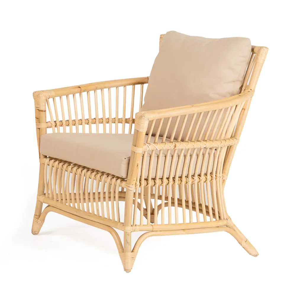 Salotto da Esterno in Rattan Naturale Completo di Cuscini – Bellaria