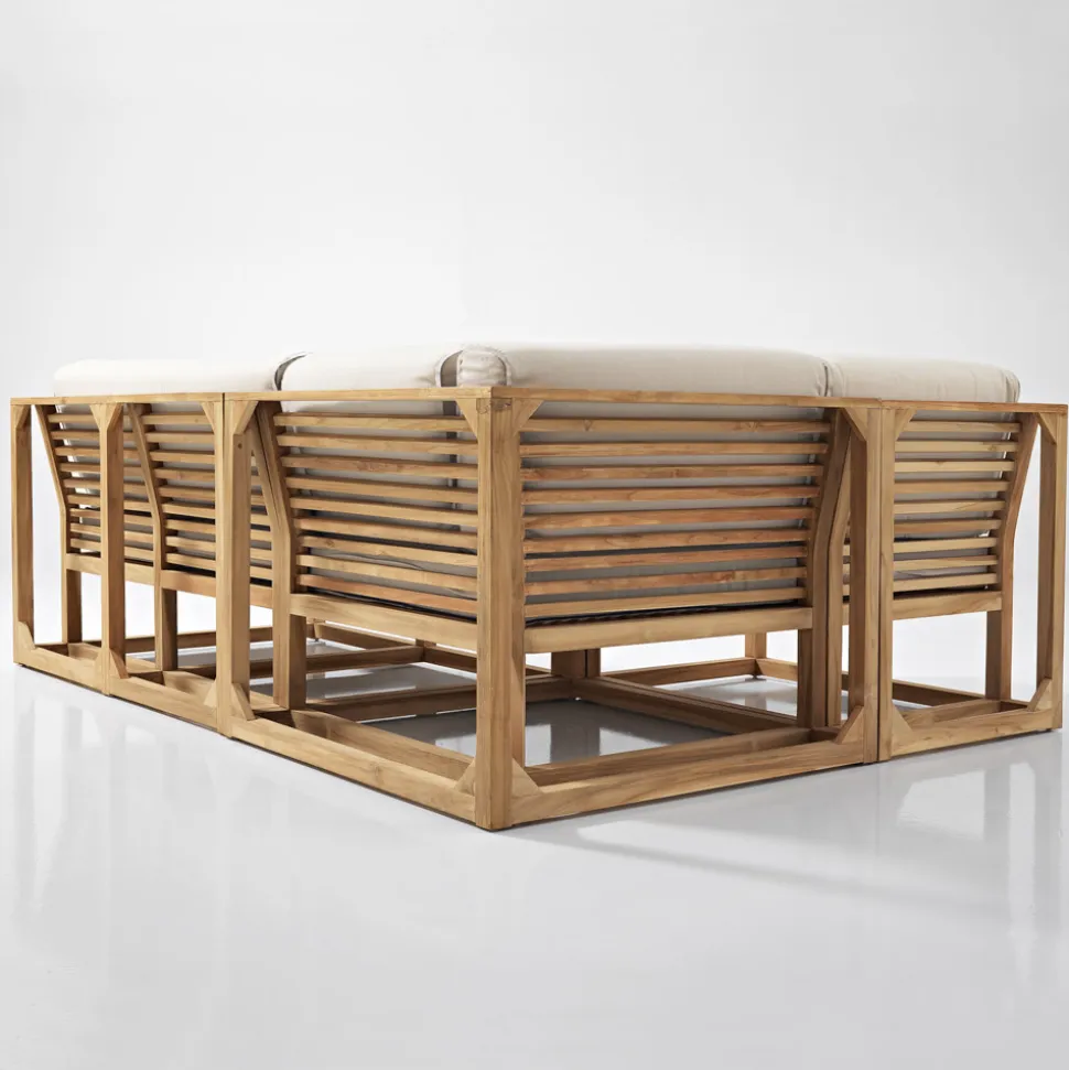 Salotto da Esterno in Teak Naturale e Cuscini - Circe