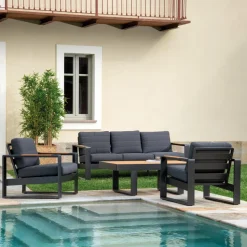 Salotto da Esterno Realizzato in Alluminio e Braccioli in Polywood - Citta