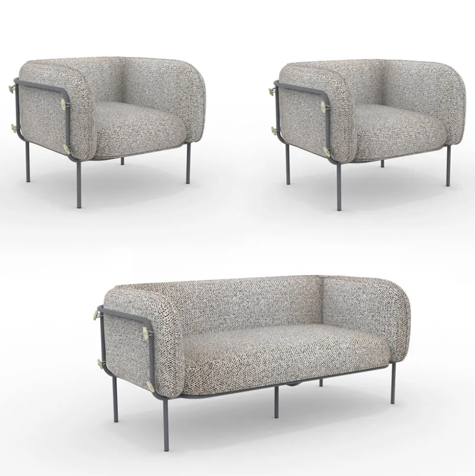 Salotto da Giardino con 1 Divano e 2 Poltrone Made in Italy - Fioriera