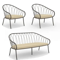 Salotto da Giardino con 2 Poltrone e 1 Divano 2 Posti Made in Italy - Fontana
