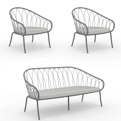 Salotto da Giardino con 2 Poltrone e 1 Divano 2 Posti Made in Italy - Fontana