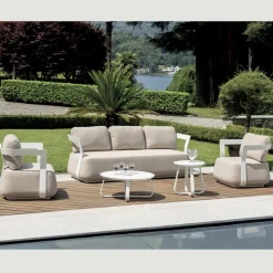 Salotto da Giardino in Alluminio e 2 Tavolini in Alluminio - Brisa