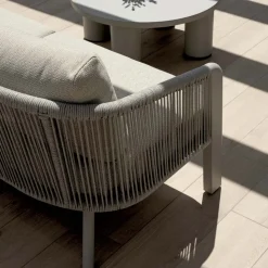 Salotto da Giardino in Alluminio e Corda Intrecciata con Cuscini - Smeria