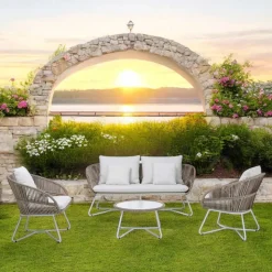 Salotto da Giardino in Alluminio e Intreccio in Corda - Alcor