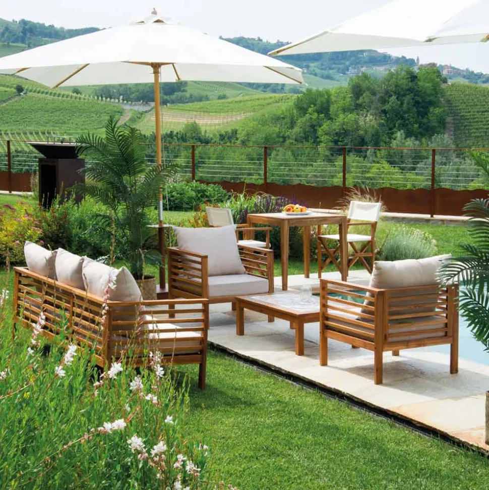 Salotto da Giardino in Legno di Acacia Oliata Colore Naturale - Tecnica