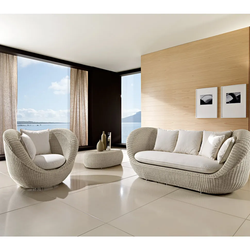 Salotto da Giardino in Polyrattan Intrecciato a Mano - Eder