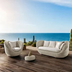 Salotto da Giardino in Polyrattan Intrecciato a Mano - Eder