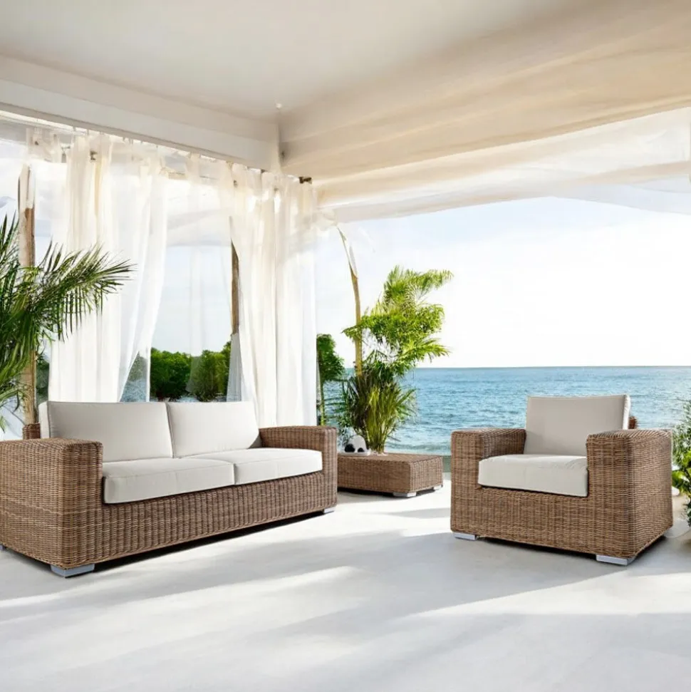 Salotto da Giardino in Polyrattan Intrecciato a Mano - Yoko