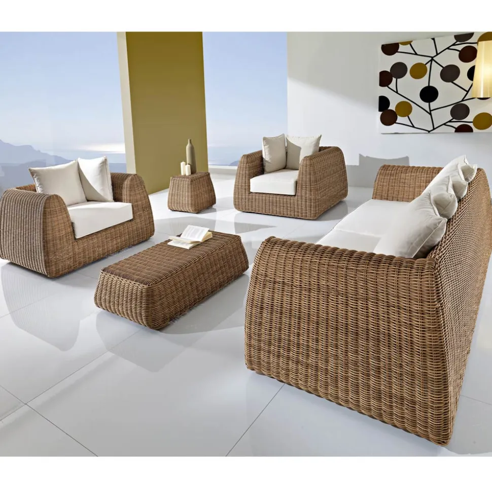 Salotto da Giardino in Polyrattan Intrecciato a Mano - Charlie
