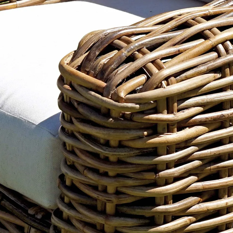 Salotto da Giardino in Rattan con Tavolino in Legno e Cuscini - Hugues