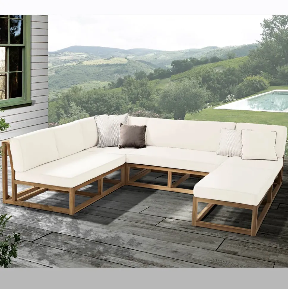 Salotto da Giardino Realizzato in Teak con Cuscini - Circe