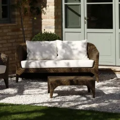 Salotto in Polyrattan Marca REHAU di Diverse Finiture e Cuscini Bianchi - Pazzia